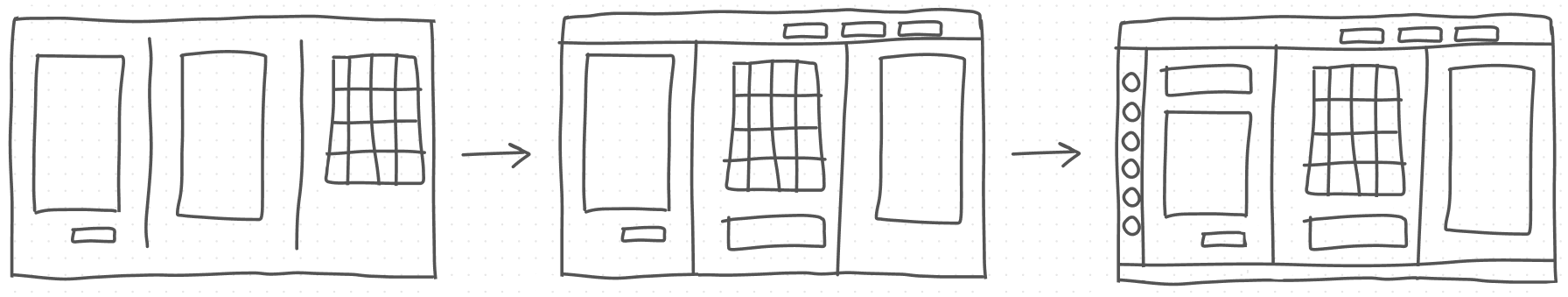 Wireframes over multiple iterations